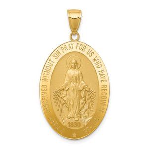 14k Yellow Gold Miraculous Medal Charm Pendant
